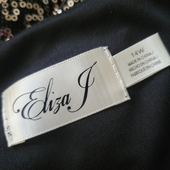 NEW Eliza J Sequin Dress Cowl Neckline Sleeveless Black Gold Cocktail Party 14W - Picture 10 of 13